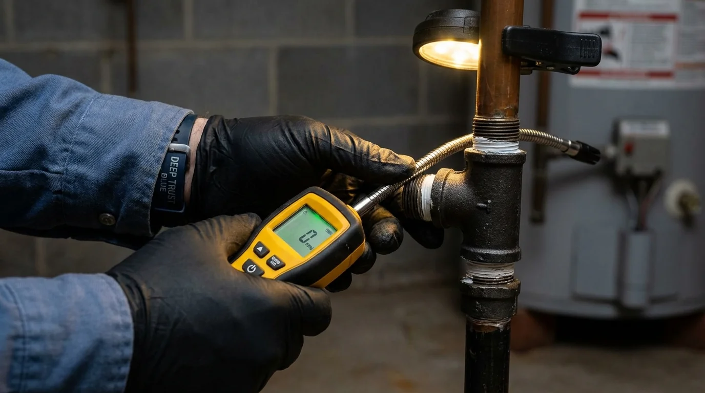 Gas leak detection with electronic sniffer by Johns Plumbing LLC in Romeo