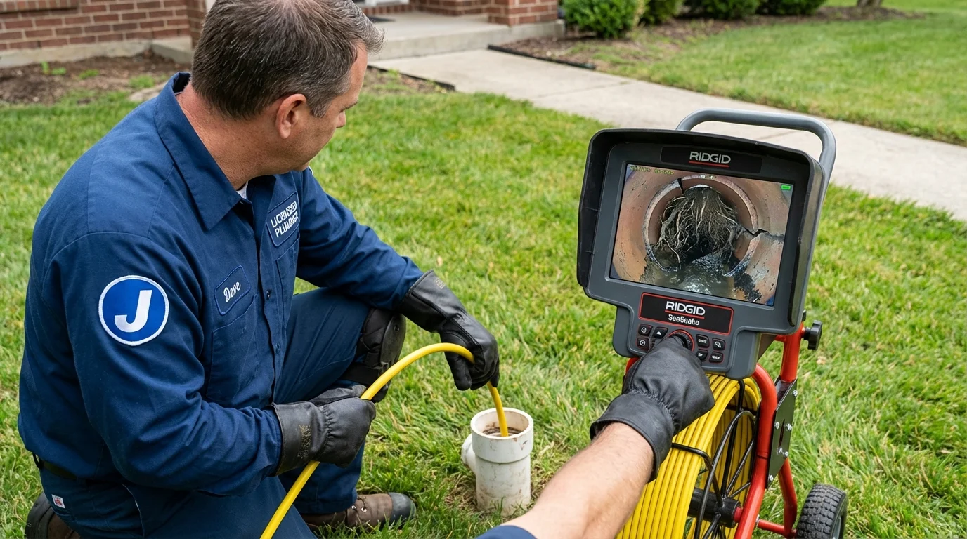 Sewer camera inspection being performed by Johns Plumbing LLC in Romeo